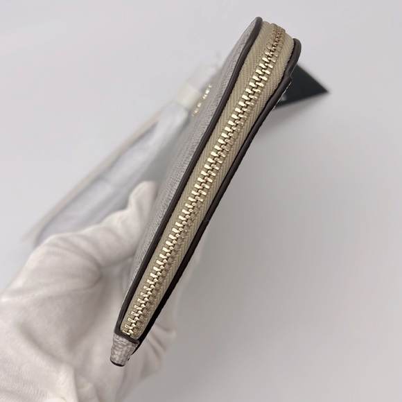 Kate Spade Lucy Spade Flower Medium L-zip Wristlet Dark Beige Multi - Picture 6 of 16